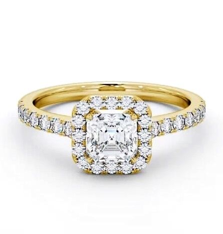 Halo Asscher Diamond Classic Engagement Ring 18K Yellow Gold ENAS11_YG_THUMB1