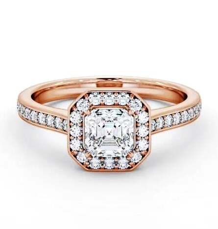 Halo Asscher Diamond Traditional Engagement Ring 18K Rose Gold ENAS12_RG_THUMB1