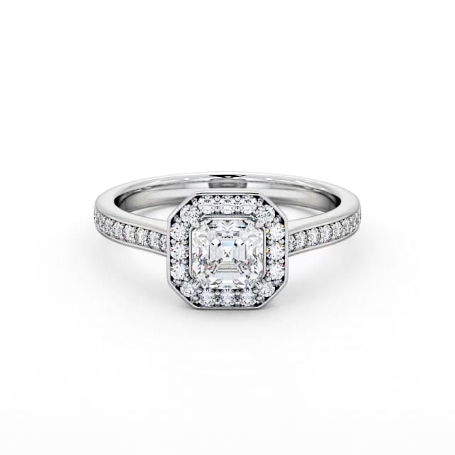 Halo Asscher Diamond Engagement Ring Palladium - Blaire ENAS12_WG_HAND