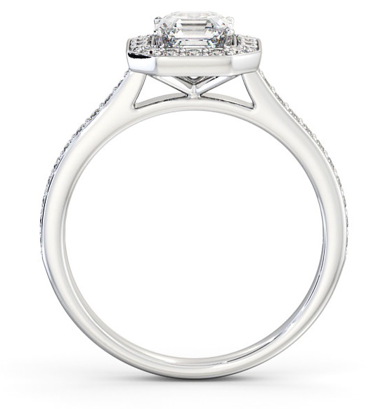 Halo Asscher Diamond Traditional Engagement Ring 18K White Gold ENAS12_WG_THUMB1 