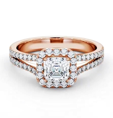 Halo Asscher Diamond Split Band Engagement Ring 18K Rose Gold ENAS13_RG_THUMB1