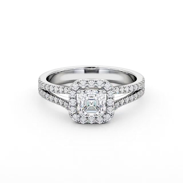 Halo Asscher Diamond Engagement Ring Palladium - Sonora ENAS13_WG_HAND