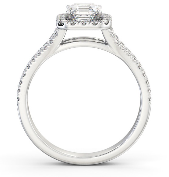 Halo Asscher Diamond Split Band Engagement Ring 18K White Gold ENAS13_WG_THUMB1 