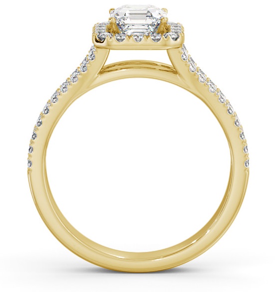 Halo Asscher Diamond Split Band Engagement Ring 18K Yellow Gold ENAS13_YG_THUMB1 