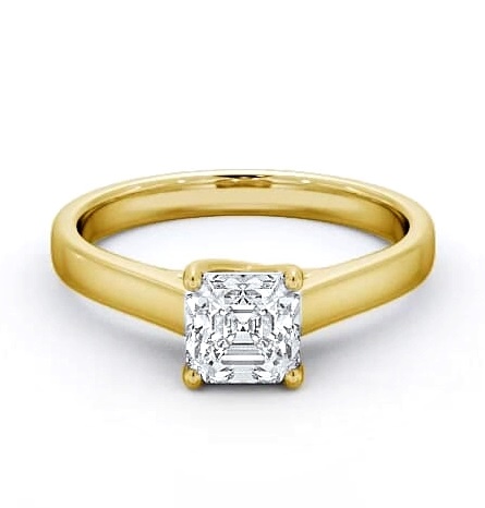 Asscher Diamond Trellis Design Ring 18K Yellow Gold Solitaire ENAS15_YG_THUMB1