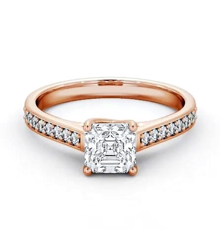 Asscher Diamond Trellis Design Engagement Ring 18K Rose Gold Solitaire ENAS15S_RG_THUMB1
