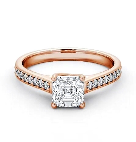Asscher Diamond Trellis Design Engagement Ring 18K Rose Gold Solitaire ENAS15S_RG_THUMB2 