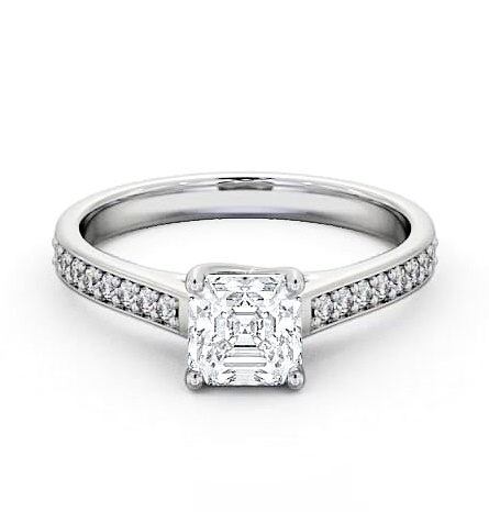 Asscher Diamond Trellis Design Engagement Ring 9K White Gold Solitaire ENAS15S_WG_THUMB1