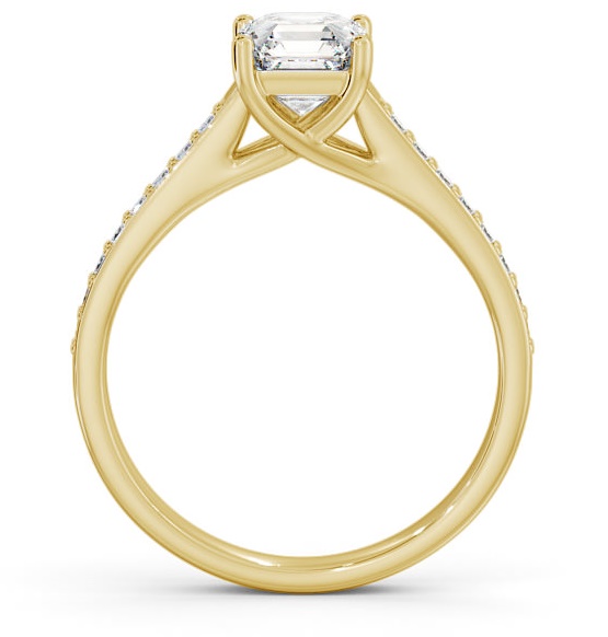 Asscher Diamond Trellis Design Ring 18K Yellow Gold Solitaire ENAS15S_YG_THUMB1 