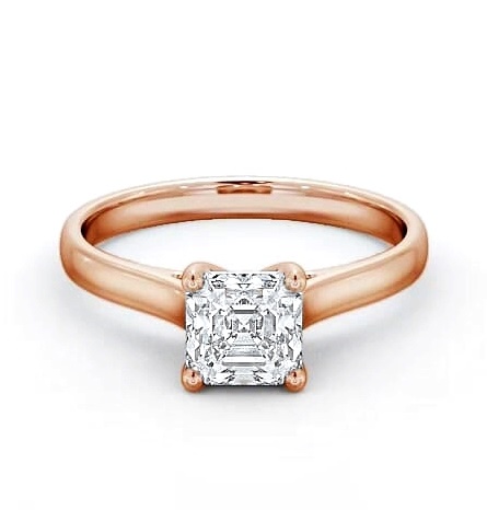 Asscher Diamond Classic 4 Prong Ring 18K Rose Gold Solitaire ENAS16_RG_THUMB1