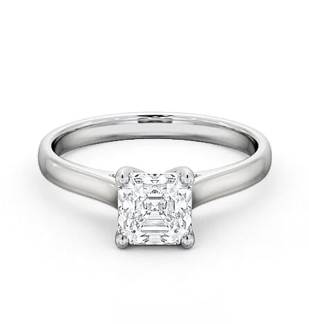 Asscher Diamond Classic 4 Prong Ring 18K White Gold Solitaire ENAS16_WG_THUMB1