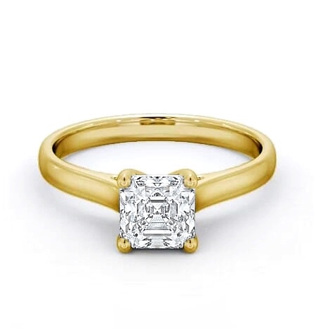 Asscher Diamond Classic 4 Prong Ring 9K Yellow Gold Solitaire ENAS16_YG_THUMB1