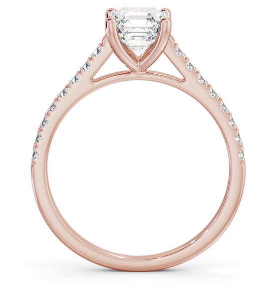 Asscher Diamond 4 Prong Engagement Ring 9K Rose Gold Solitaire with Channel Set Side Stones ENAS17_RG_THUMB1