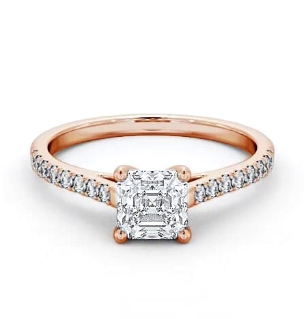 Asscher Diamond 4 Prong Engagement Ring 9K Rose Gold Solitaire ENAS17_RG_THUMB1