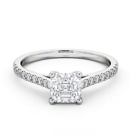 Asscher Diamond 4 Prong Engagement Ring 18K White Gold Solitaire ENAS17_WG_THUMB1