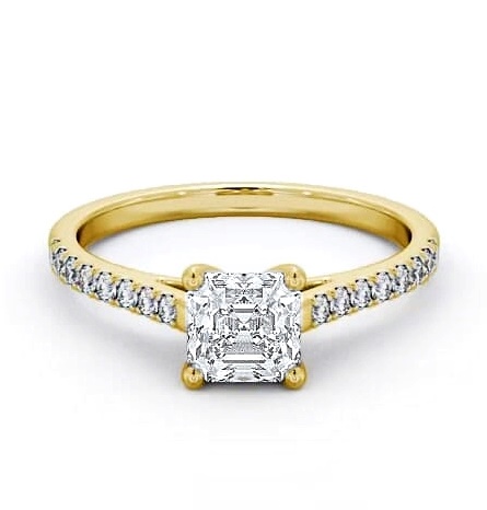 Asscher Diamond 4 Prong Engagement Ring 9K Yellow Gold Solitaire ENAS17_YG_THUMB1