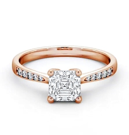 Asscher Diamond Tapered Band Engagement Ring 18K Rose Gold Solitaire ENAS18S_RG_THUMB1