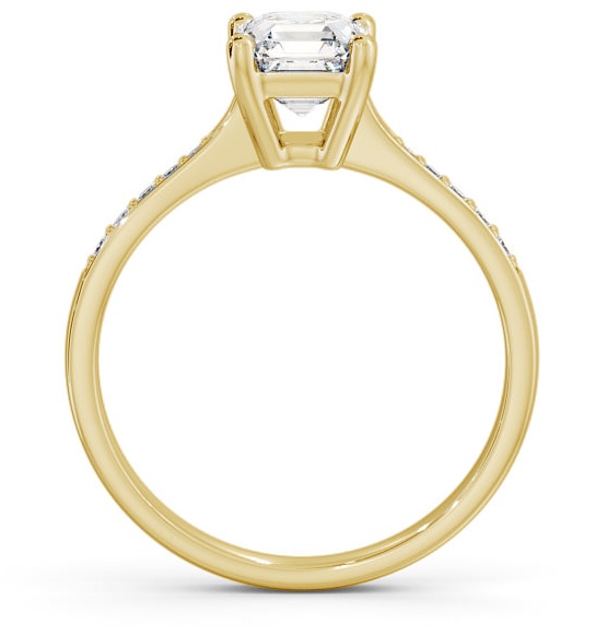 Asscher Diamond Tapered Band Engagement Ring 18K Yellow Gold Solitaire ENAS18S_YG_THUMB1 