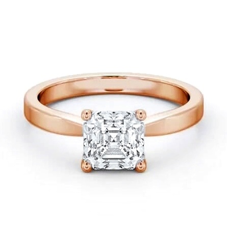 Asscher Diamond Classic 4 Prong Ring 18K Rose Gold Solitaire ENAS19_RG_THUMB1