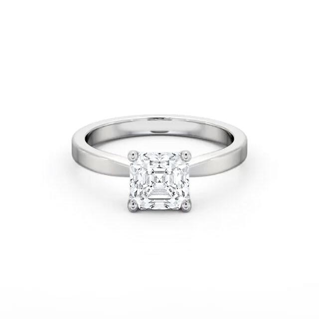 Asscher Diamond Engagement Ring Palladium Solitaire - Claudia ENAS19_WG_HAND