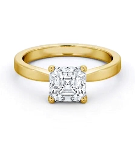 Asscher Diamond Classic 4 Prong Ring 18K Yellow Gold Solitaire ENAS19_YG_THUMB1