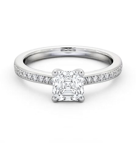 Asscher Diamond 4 Prong Engagement Ring 18K White Gold Solitaire ENAS19S_WG_THUMB1
