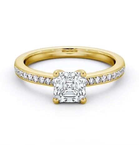 Asscher Diamond 4 Prong Engagement Ring 18K Yellow Gold Solitaire ENAS19S_YG_THUMB1