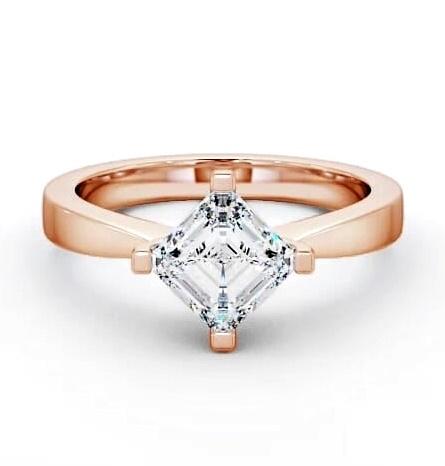 Asscher Diamond Rotated Head Engagement Ring 9K Rose Gold Solitaire ENAS1_RG_THUMB2 