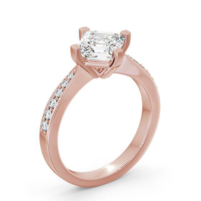 Asscher Diamond Engagement Ring 18K Rose Gold Solitaire With Side Stones - Dallas ENAS1S_RG_HAND