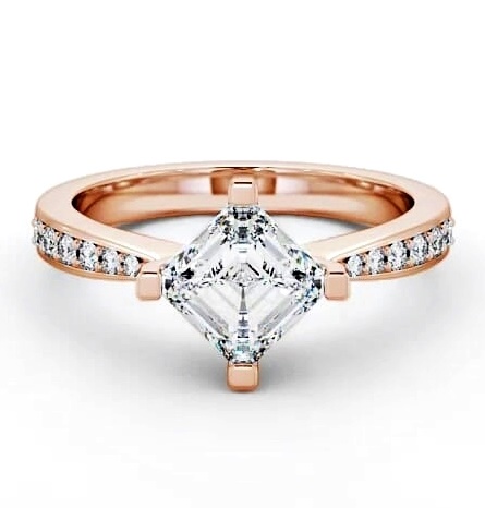 Asscher Diamond Rotated Head Engagement Ring 18K Rose Gold Solitaire ENAS1S_RG_THUMB2 