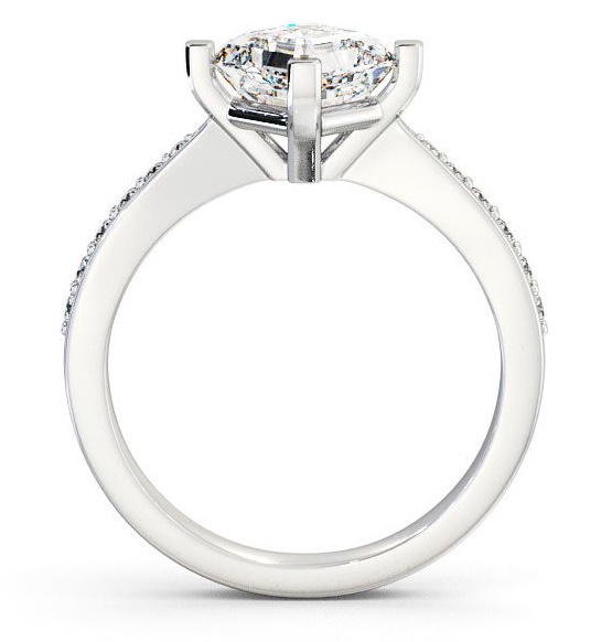 Asscher Diamond Rotated Head Engagement Ring 18K White Gold Solitaire with Channel Set Side Stones ENAS1S_WG_THUMB1