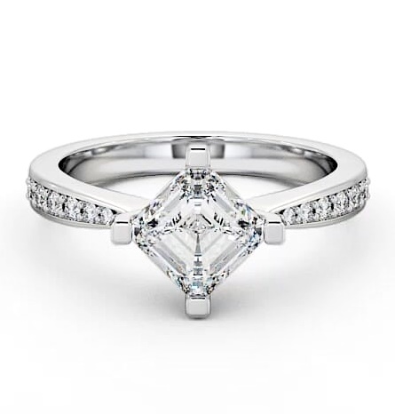 Asscher Diamond Rotated Head Engagement Ring Platinum Solitaire ENAS1S_WG_THUMB1
