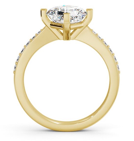 Asscher Diamond Rotated Head Engagement Ring 18K Yellow Gold Solitaire with Channel Set Side Stones ENAS1S_YG_THUMB1