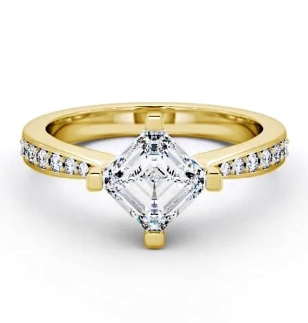 Asscher Diamond Rotated Head Engagement Ring 18K Yellow Gold Solitaire ENAS1S_YG_THUMB1