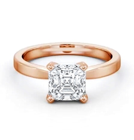 Asscher Diamond Square 4 Prong Engagement Ring 9K Rose Gold Solitaire ENAS20_RG_THUMB2 