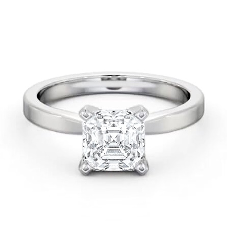 Asscher Diamond Square 4 Prong Engagement Ring 9K White Gold Solitaire ENAS20_WG_THUMB1