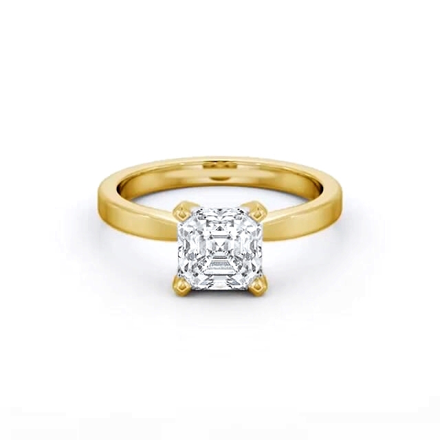 Asscher Diamond Engagement Ring 18K Yellow Gold Solitaire - Nevina ENAS20_YG_HAND