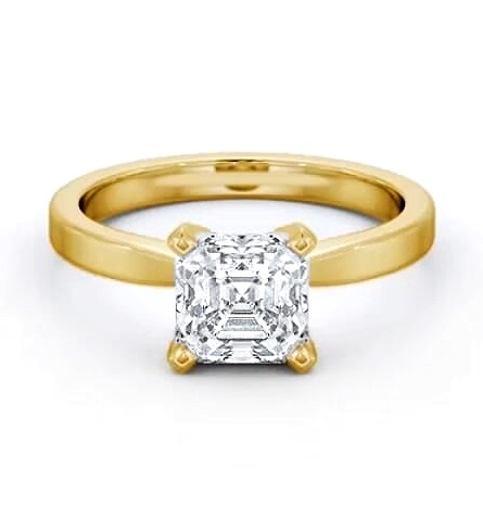 Asscher Diamond Square 4 Prong Ring 18K Yellow Gold Solitaire ENAS20_YG_THUMB1