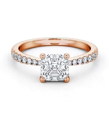 Asscher Diamond 4 Prong Engagement Ring 9K Rose Gold Solitaire ENAS20S_RG_THUMB1