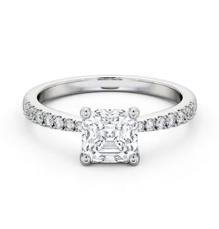 Asscher Diamond 4 Prong Engagement Ring 9K White Gold Solitaire ENAS20S_WG_THUMB1