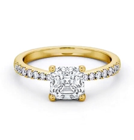 Asscher Diamond 4 Prong Engagement Ring 18K Yellow Gold Solitaire ENAS20S_YG_THUMB1