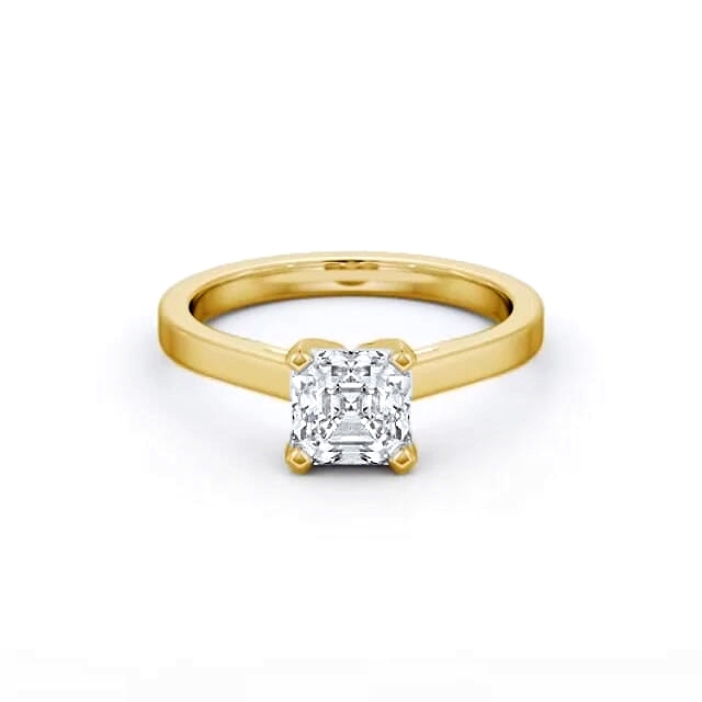 Asscher Diamond Engagement Ring 18K Yellow Gold Solitaire - Annalie ENAS21_YG_HAND