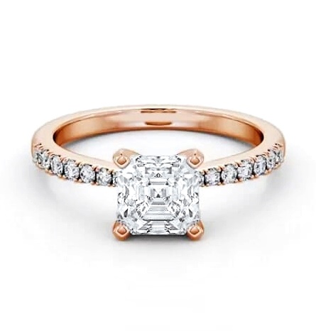 Asscher Diamond 4 Prong Engagement Ring 18K Rose Gold Solitaire ENAS21S_RG_THUMB1