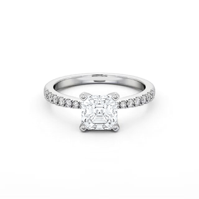 Asscher Diamond Engagement Ring Palladium Solitaire With Side Stones - Eleanor ENAS21S_WG_HAND