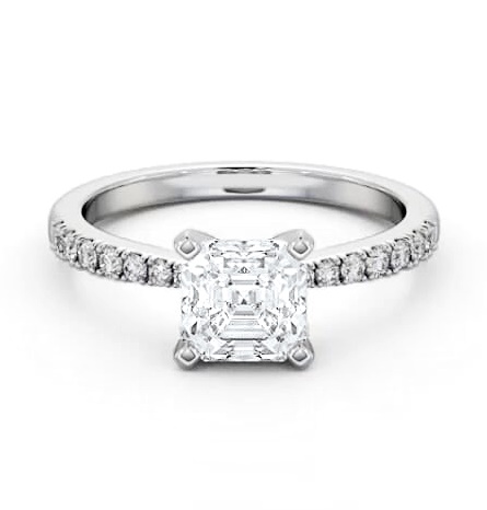 Asscher Diamond 4 Prong Engagement Ring 9K White Gold Solitaire ENAS21S_WG_THUMB1
