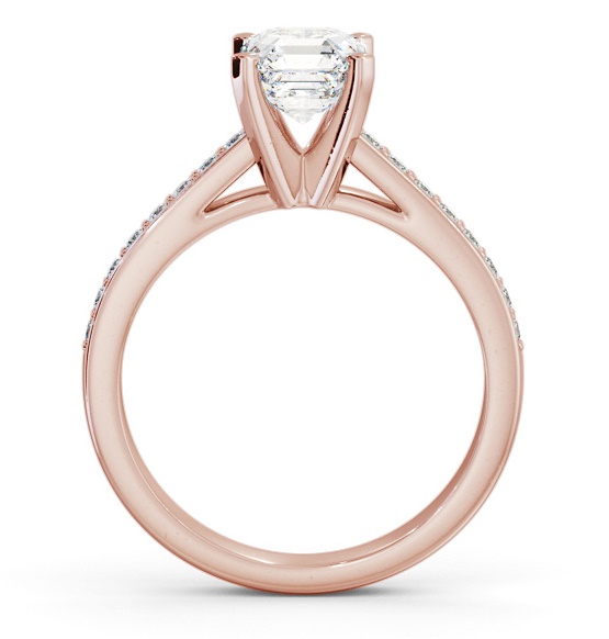 Asscher Diamond 4 Prong Engagement Ring 18K Rose Gold Solitaire ENAS22S_RG_THUMB1 