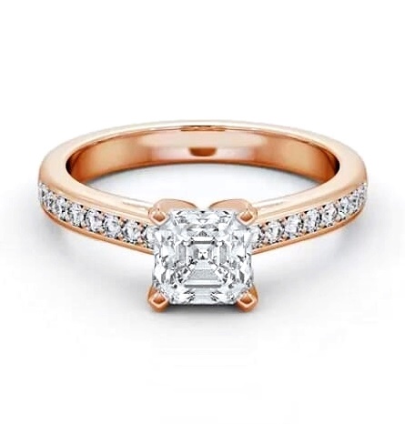 Asscher Diamond 4 Prong Engagement Ring 18K Rose Gold Solitaire ENAS22S_RG_THUMB1