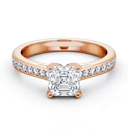 Asscher Diamond 4 Prong Engagement Ring 18K Rose Gold Solitaire ENAS22S_RG_THUMB2 