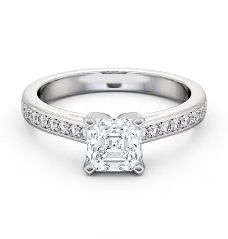 Asscher Diamond 4 Prong Engagement Ring 9K White Gold Solitaire ENAS22S_WG_THUMB1