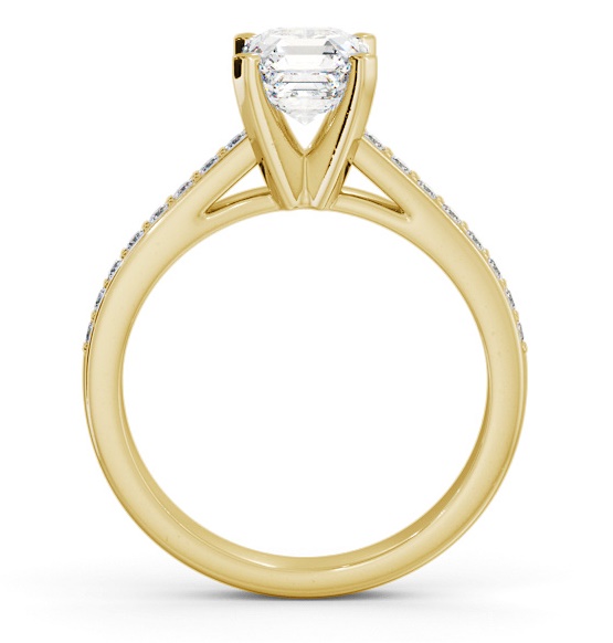 Asscher Diamond 4 Prong Engagement Ring 9K Yellow Gold Solitaire ENAS22S_YG_THUMB1 